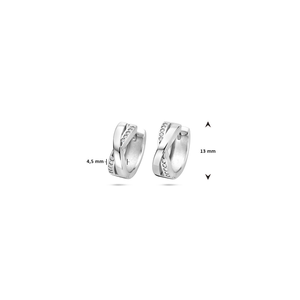 orecchini a clip zirconia 13 mm argento rodiato