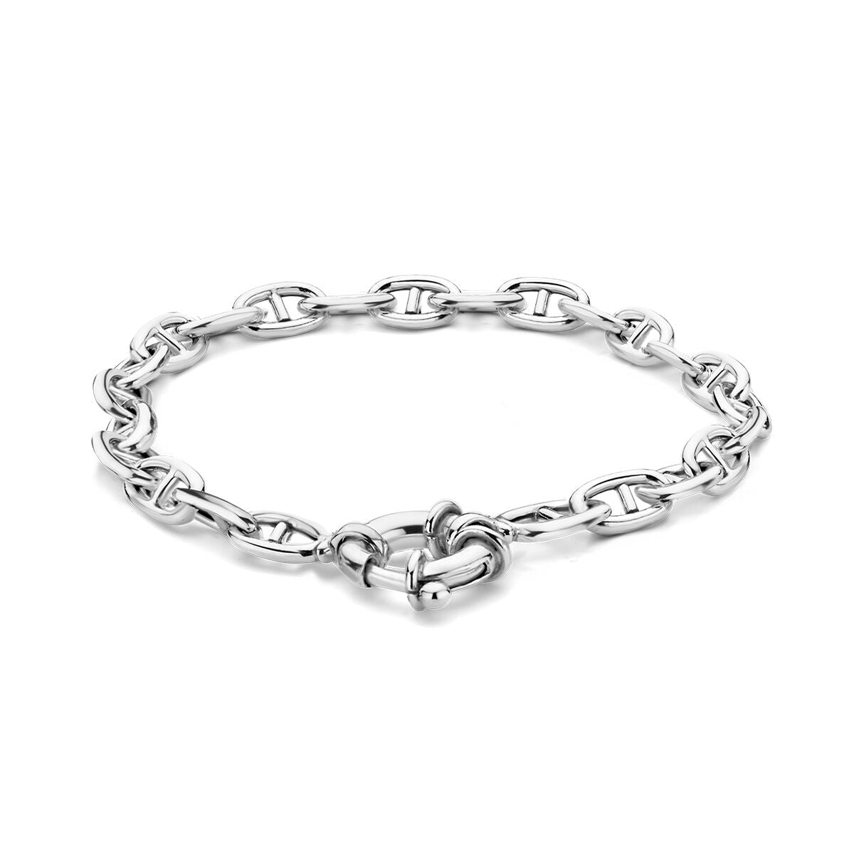 Zilveren armband van 5,8 mm met een groot springslot, gerhodineerd en 19 cm lang.