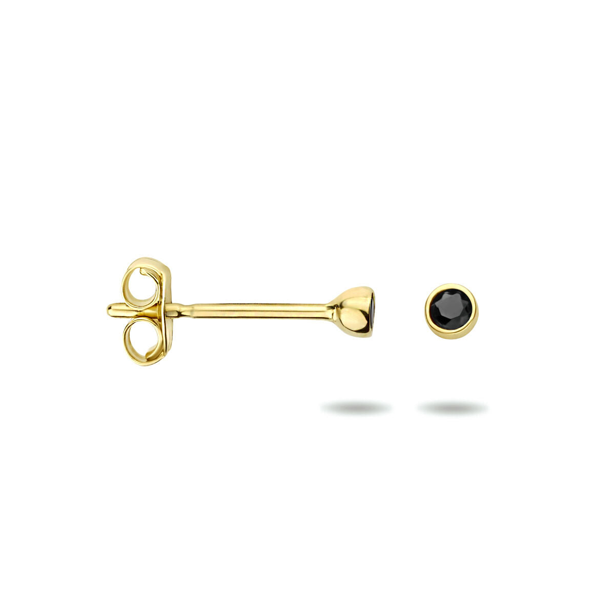 orecchini a bottone zirconia nera 14K oro giallo