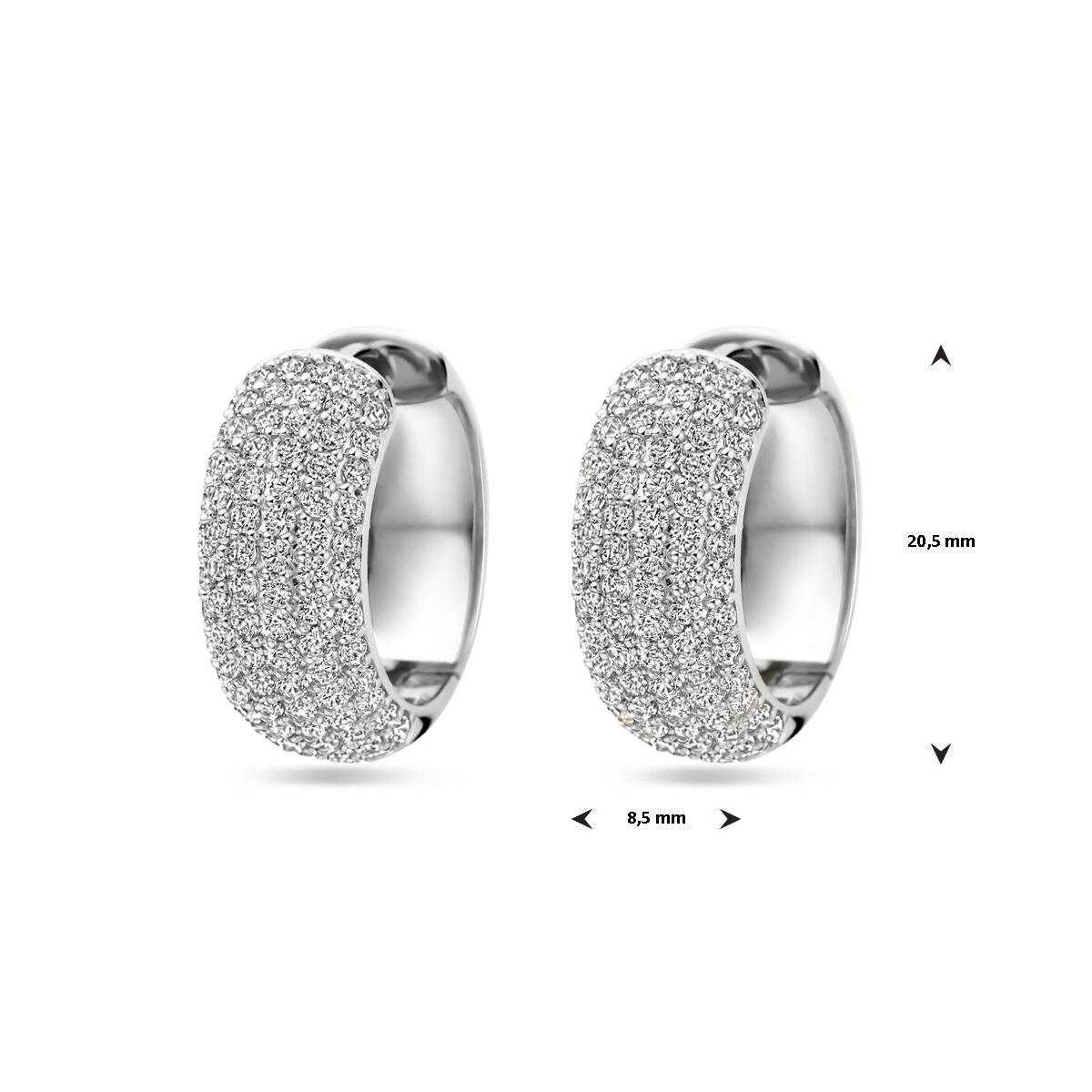 orecchini a cerchio zirconia 20,5 mm argento rodiato