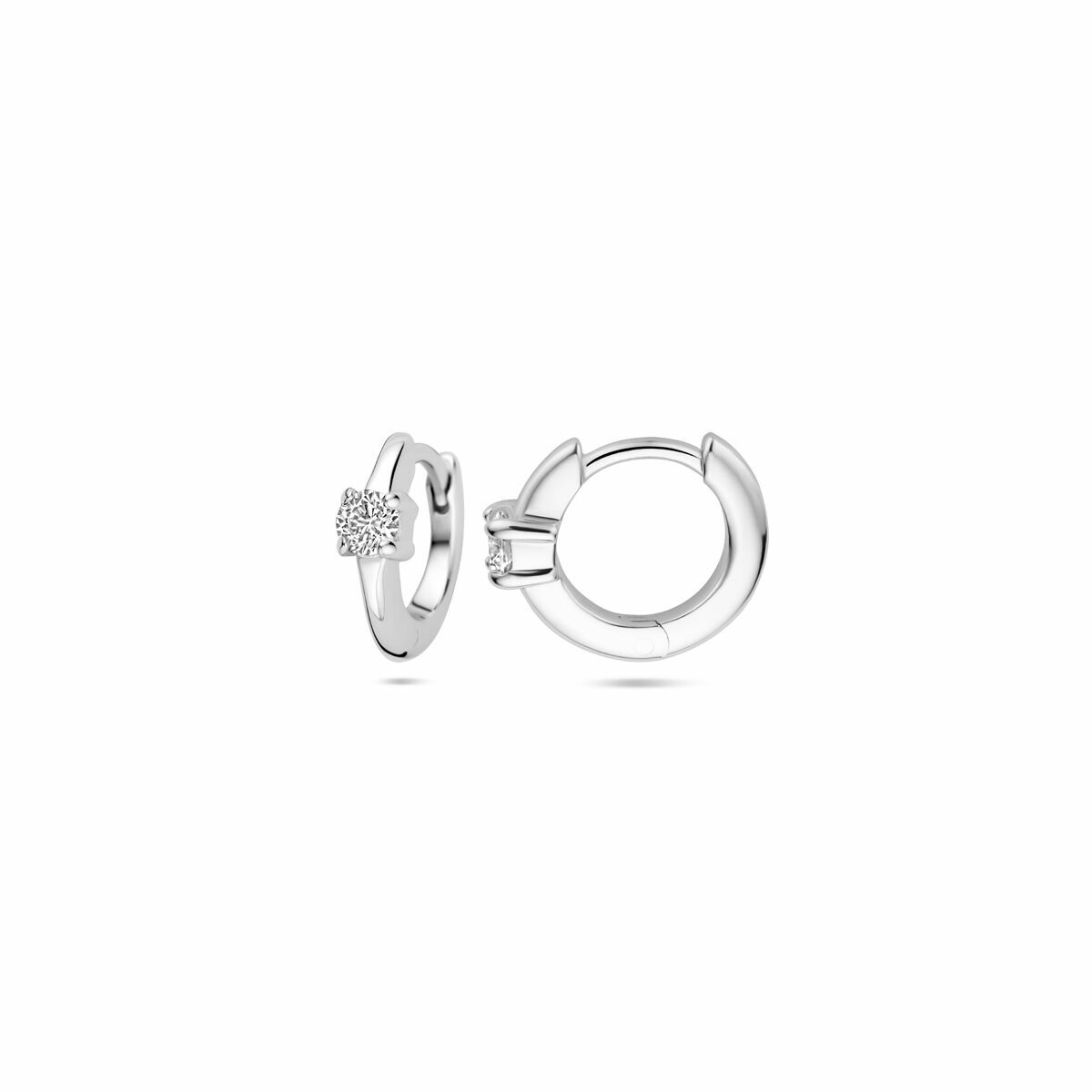 orecchini a cerchio con zirconia 10 mm argento rodiato