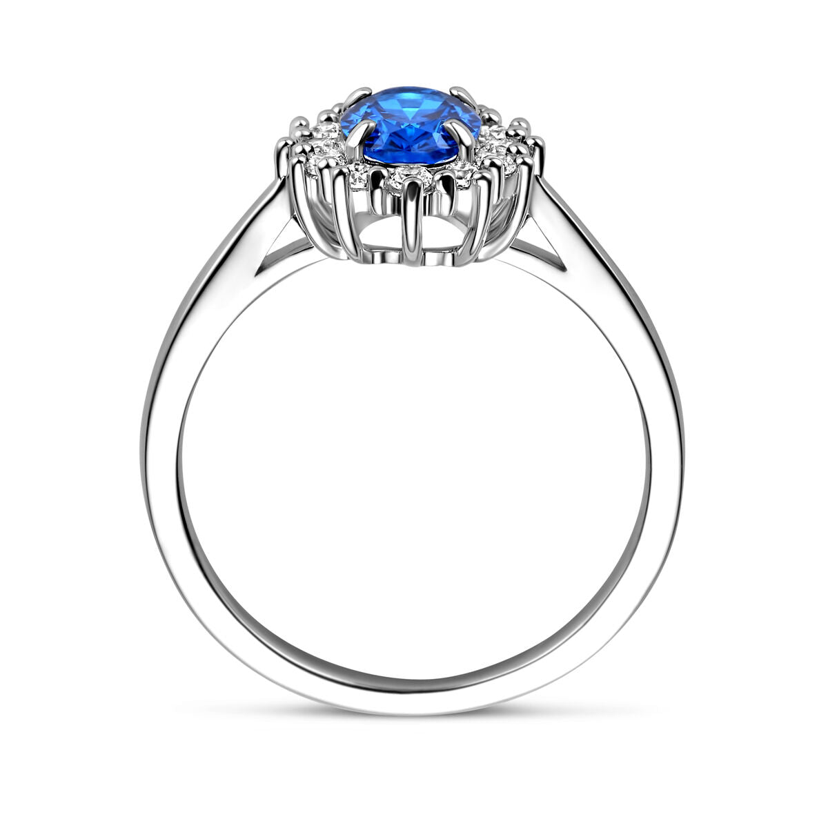 ring zirkonia en synthetische saffier zilver gerhodineerd