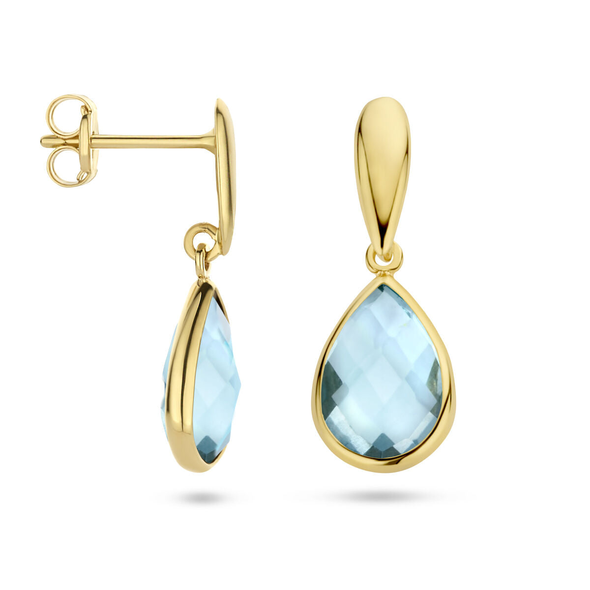 orecchini pendenti topazio blu 14K oro giallo