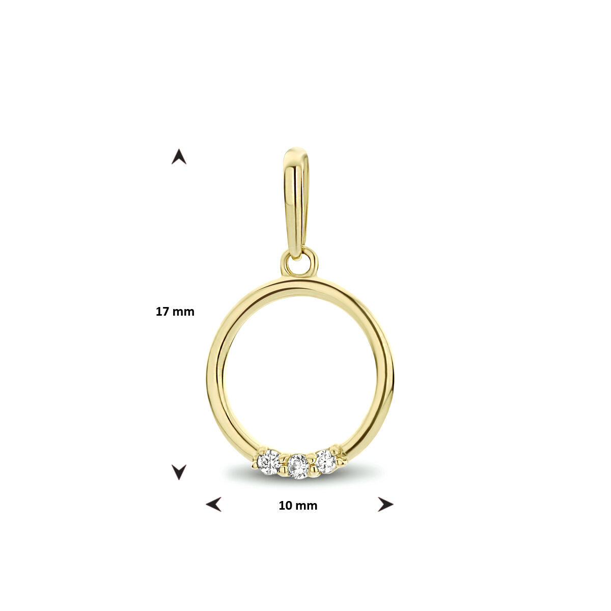 ciondolo tondo zirconia oro giallo 14K