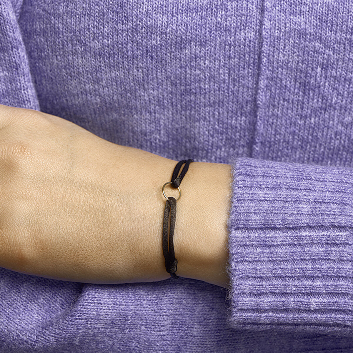 Bracciale raso rotondo oro 14K con gomma/nylon/pelle