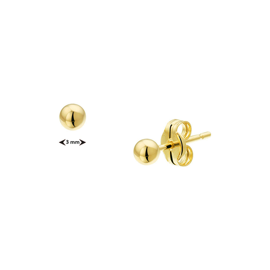 orecchini a bottone sfera oro giallo 14K