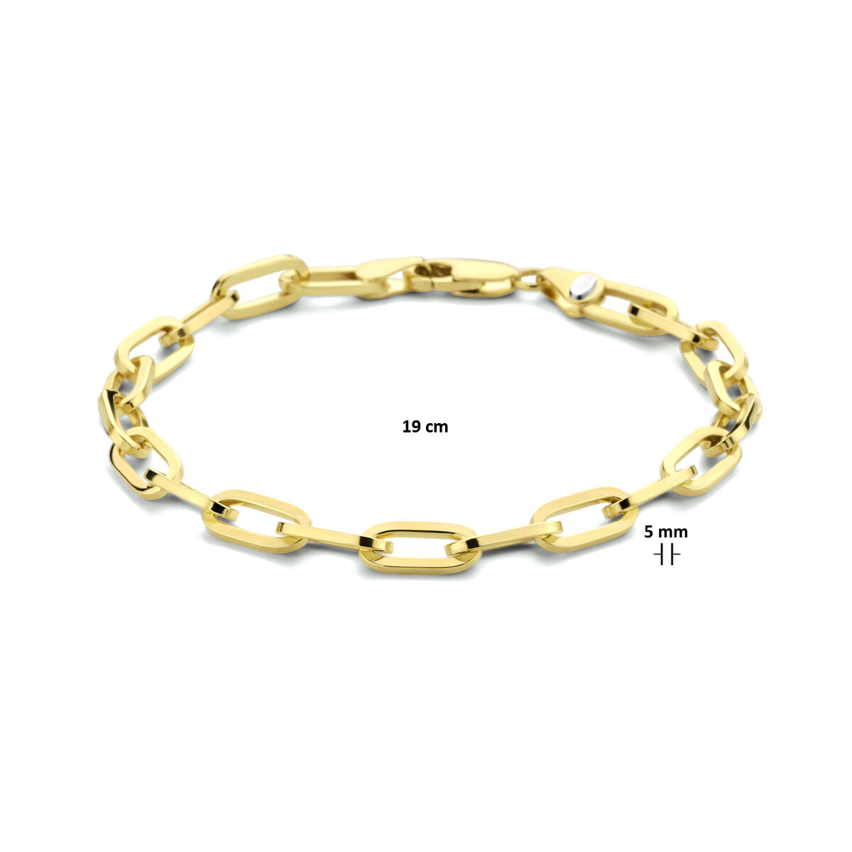 bracciale paperclip piatto massiccio 5,0 mm 19 cm Zilgold (oro giallo con anima d'argento)