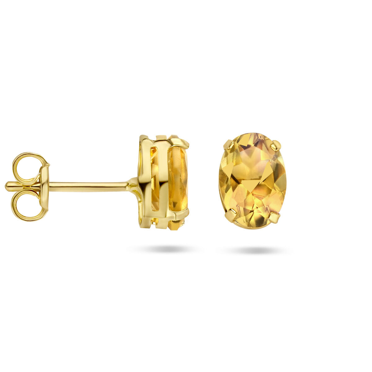 orecchini a bottone citrino 14K oro giallo