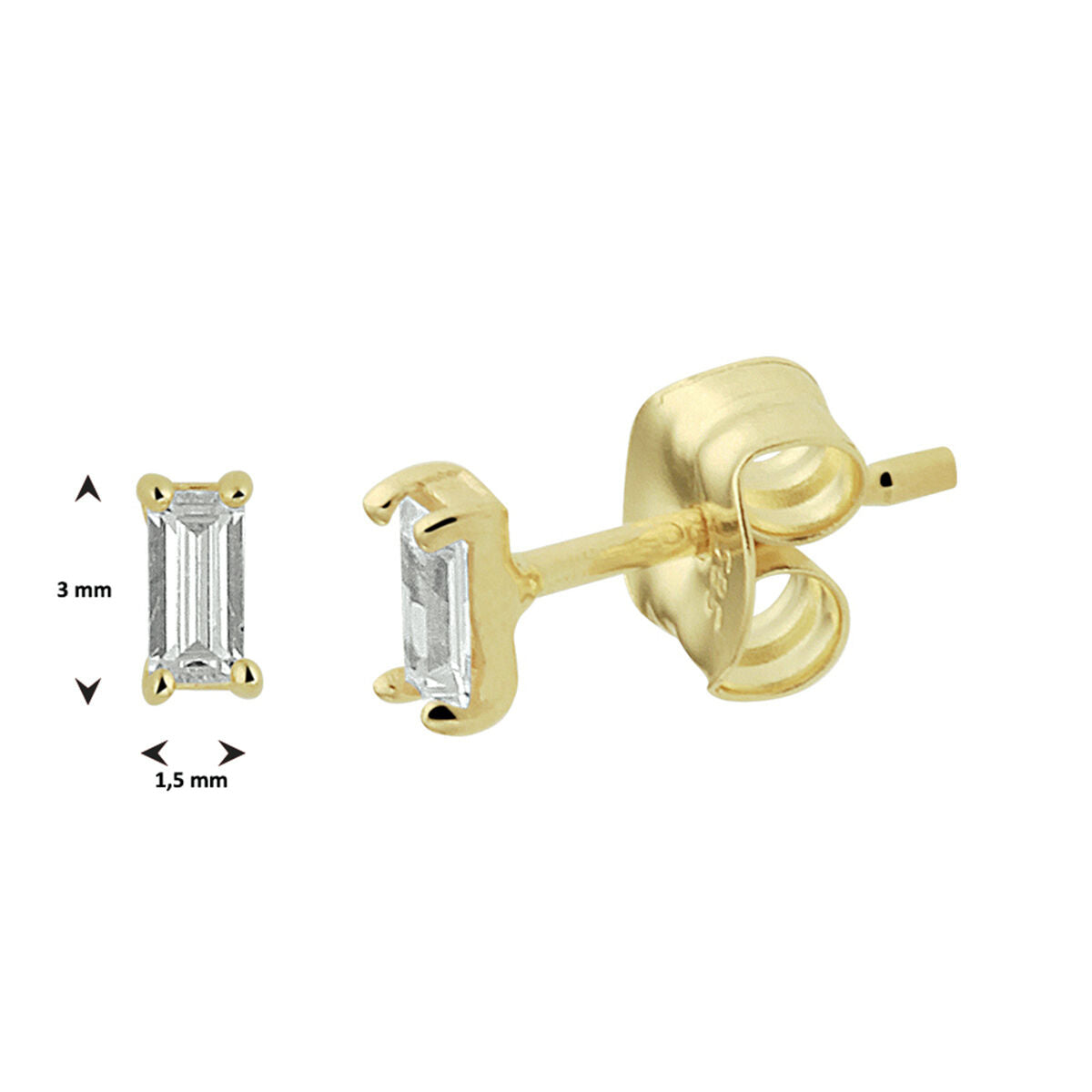 Orecchini a bottone zirconia oro giallo 14K