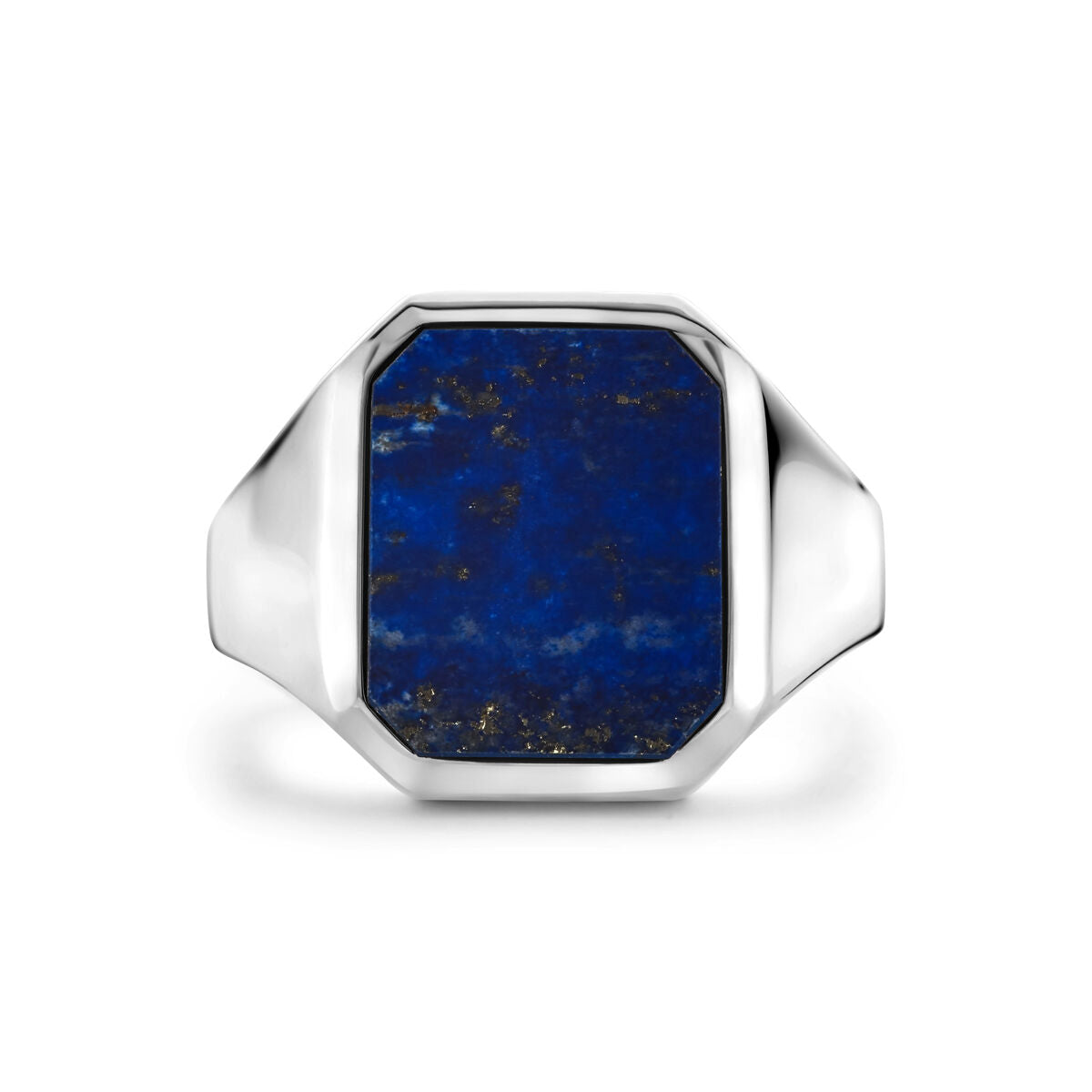 anello con sigillo massiccio lapislazzuli 13 x 11mm argento rodiato