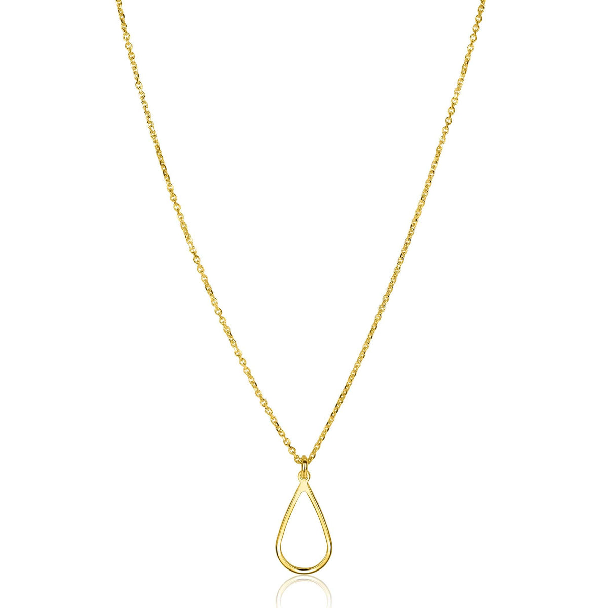 Collana in argento dorato con pendente a goccia, lunghezza regolabile 42-45 cm.