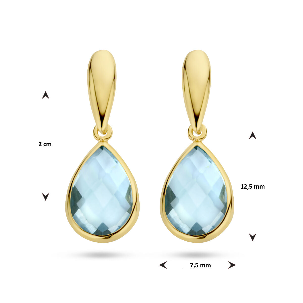 orecchini pendenti topazio blu 14K oro giallo