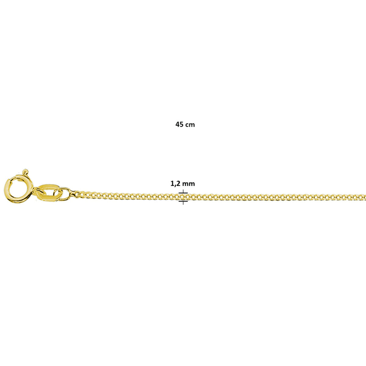 collana a maglia diamantata 4 lati 1,2 mm 3 micron argento placcato oro (giallo)