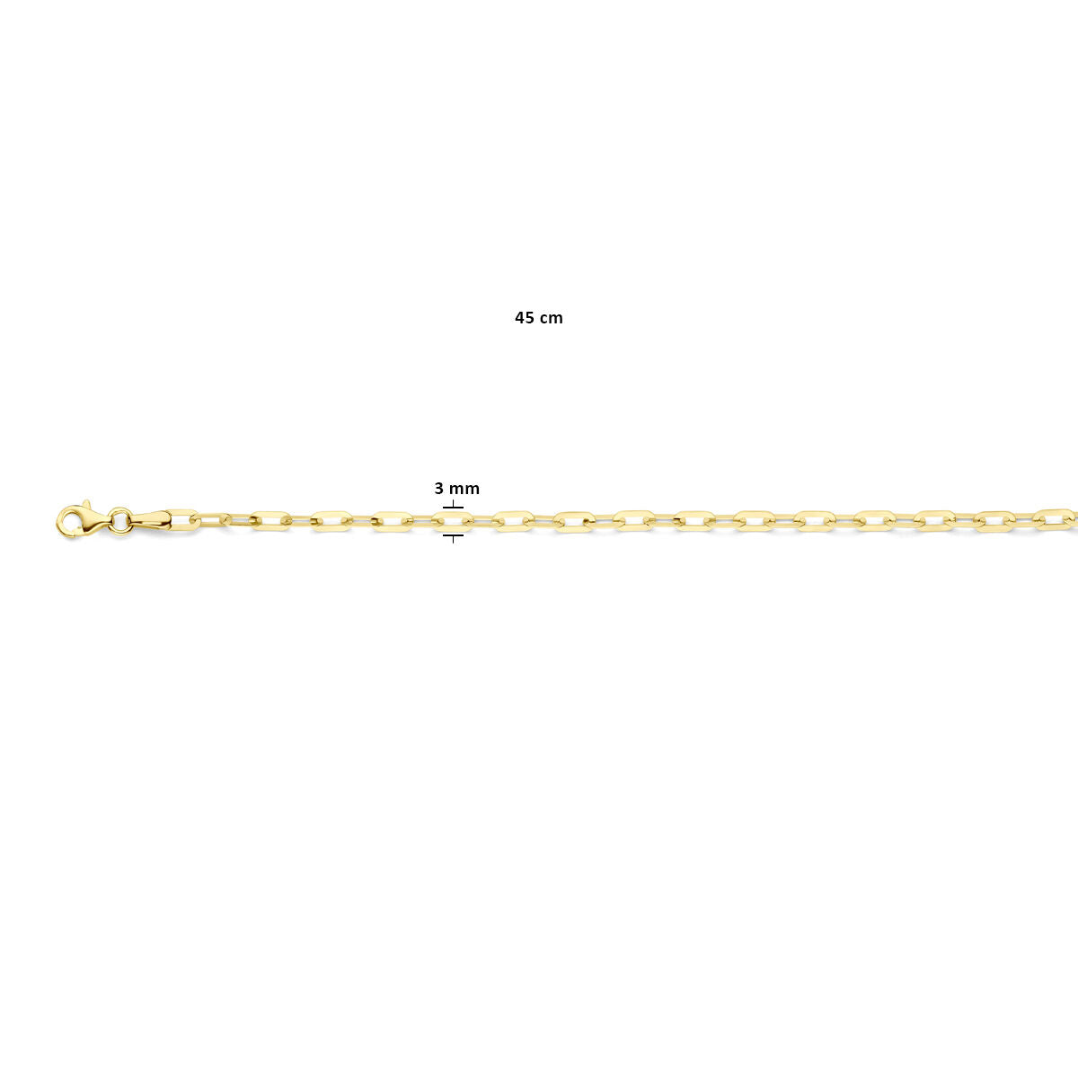 Van der Kooij Collezione - collana paperclip 3 mm 45 cm oro giallo 14K