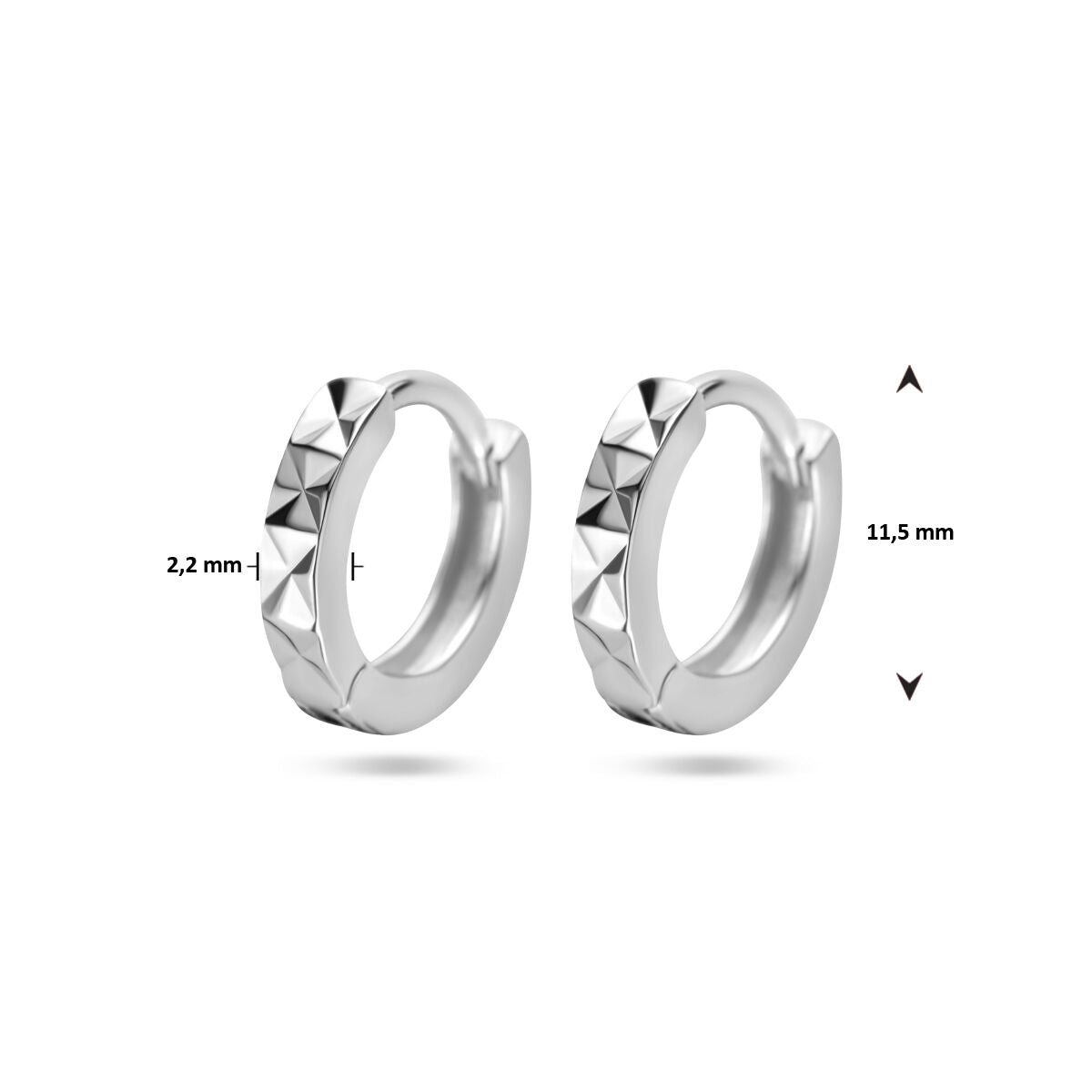 orecchini a cerchio diamantati argento rodiato