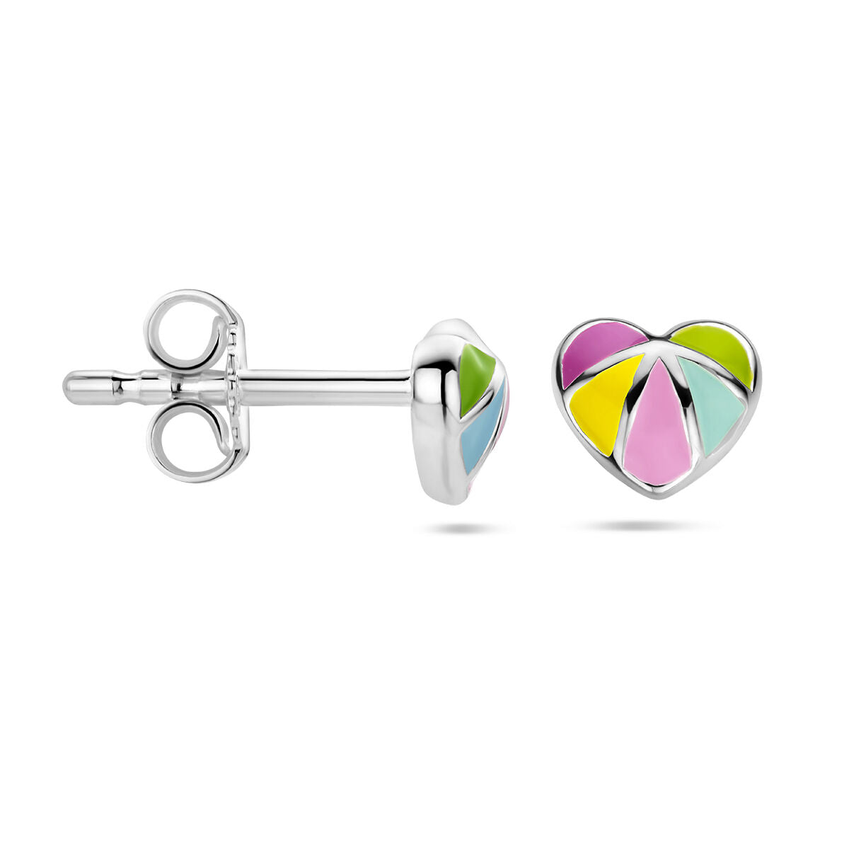 orecchini a bottone cuore argento rodiato