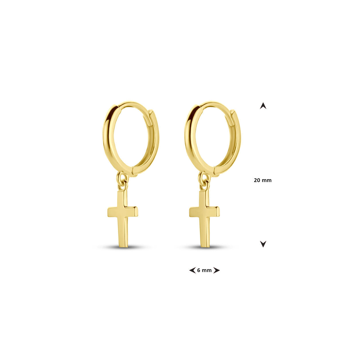 orecchini a cerchio con croce 14K oro giallo