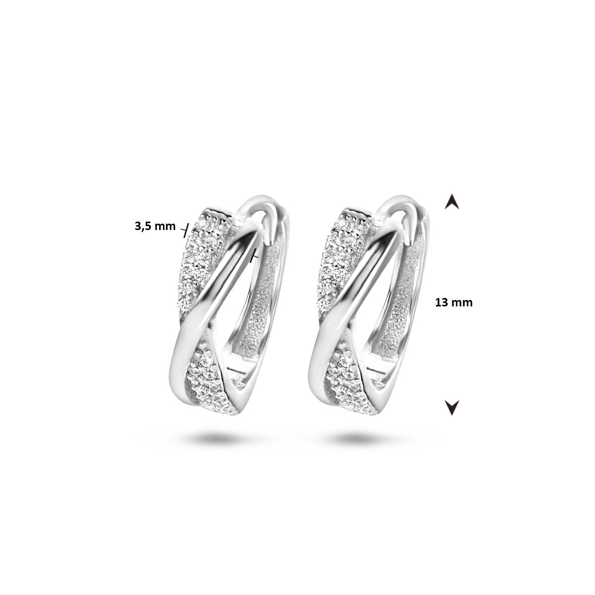 Orecchini a cerchio con zirconia, argento rodiato