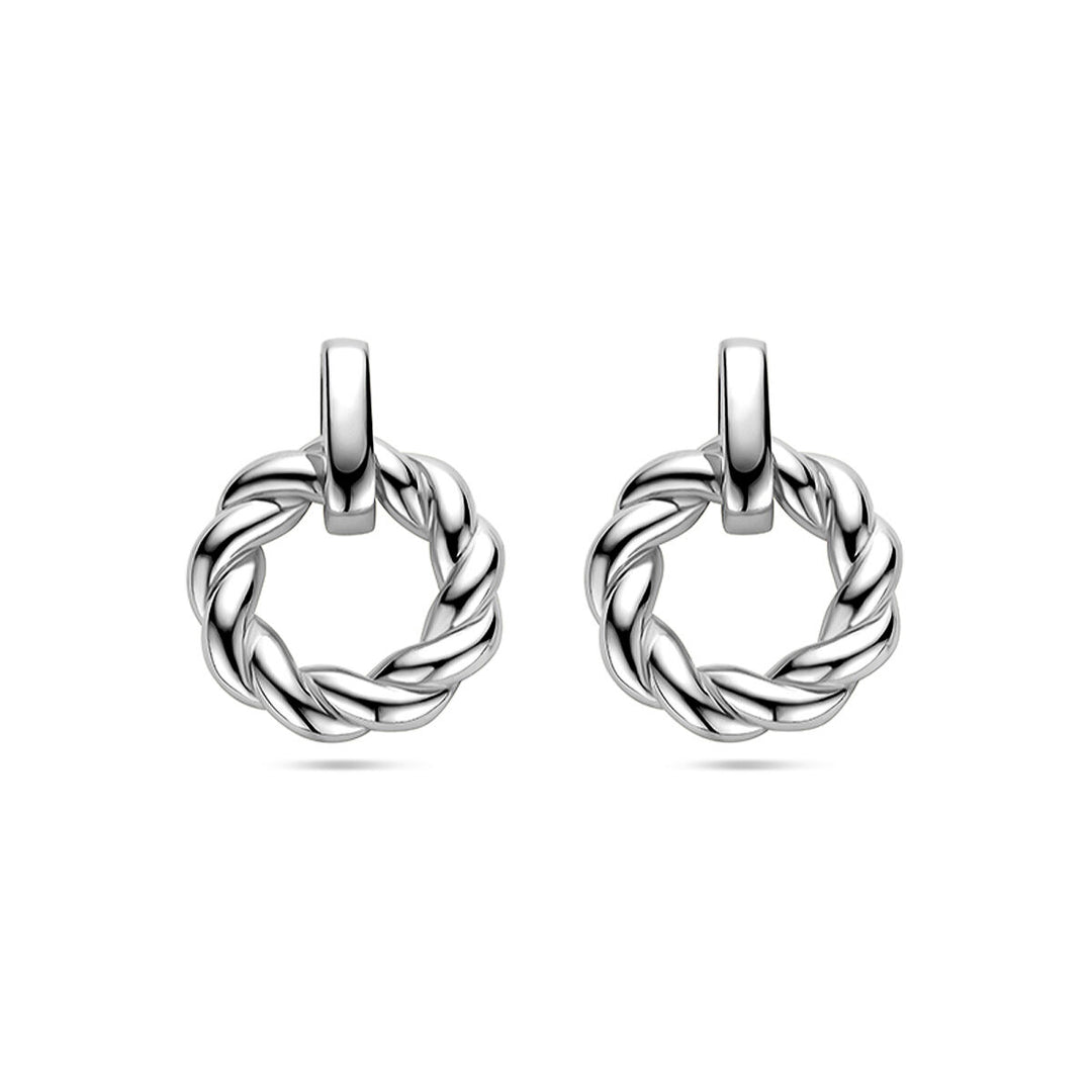 oorhangers cirkel gedraaid zilver gerhodineerd