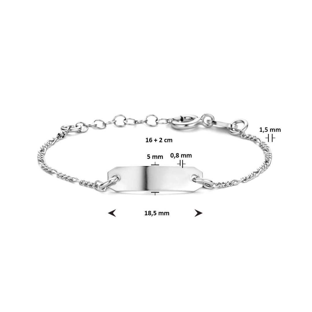 graveerarmband plaat 5,0 mm 16 + 2 cm zilver gerhodineerd