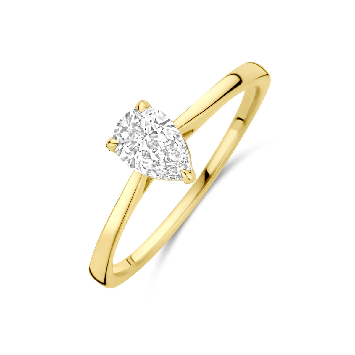 Anello in oro giallo 14K con diamante lab-grown a forma di pera da 0,50 ct.