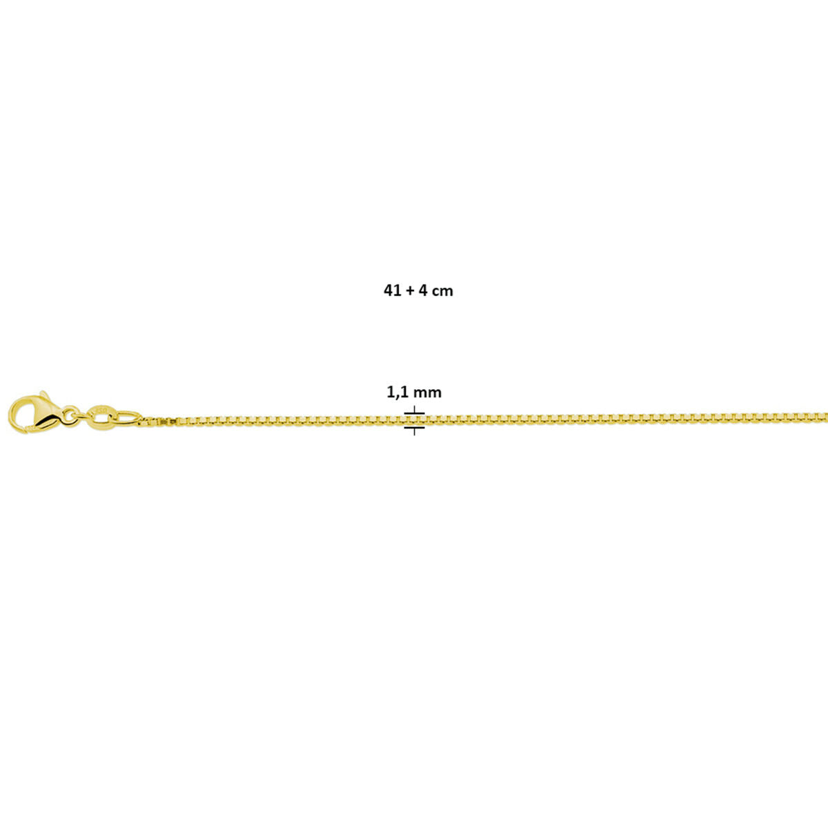 collana veneziana 1,1 mm 41 + 4 cm 3 micron argento dorato (giallo)