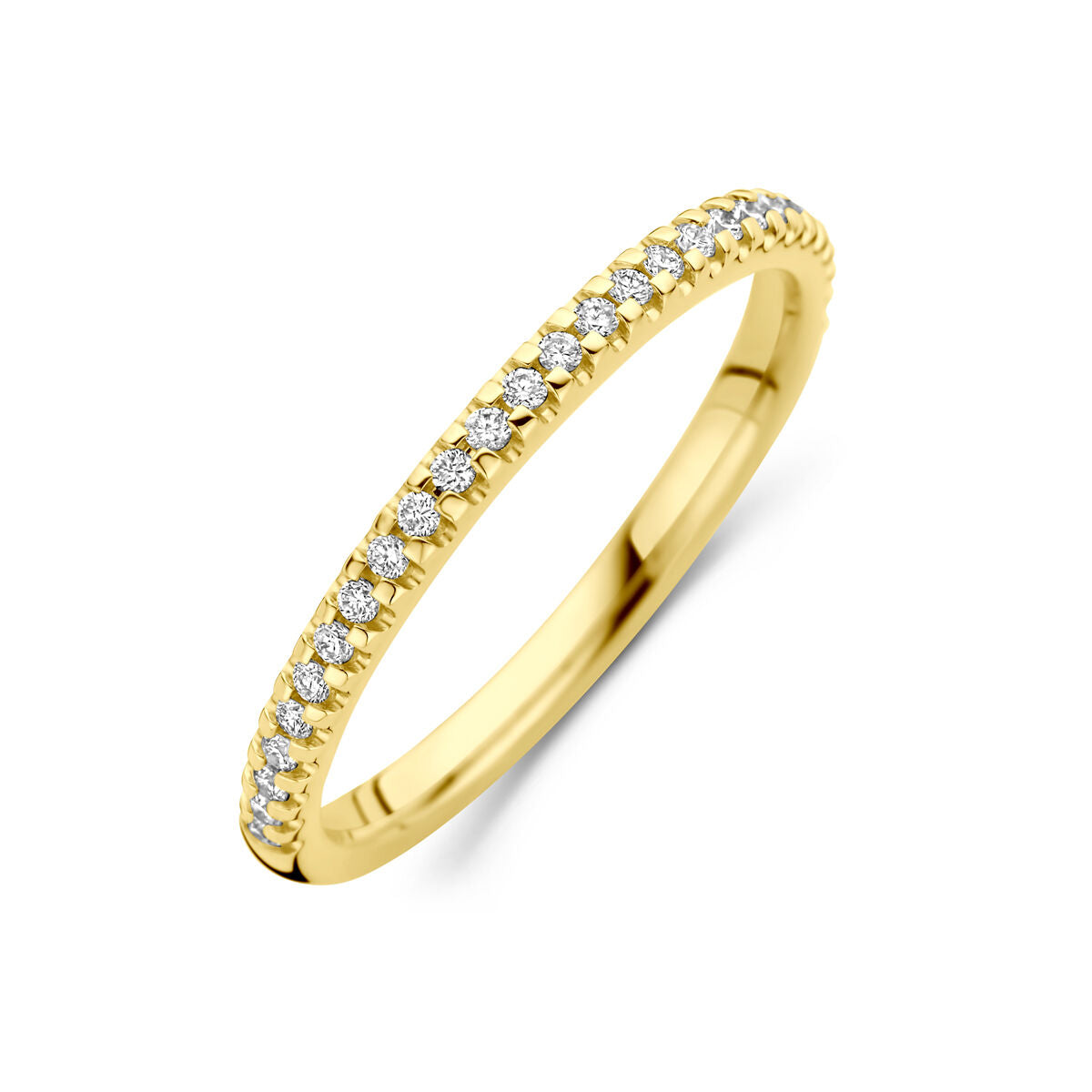 Anello in oro giallo 14K con diamanti lab-grown da 0,15 ct, decorato con pietre brillanti.