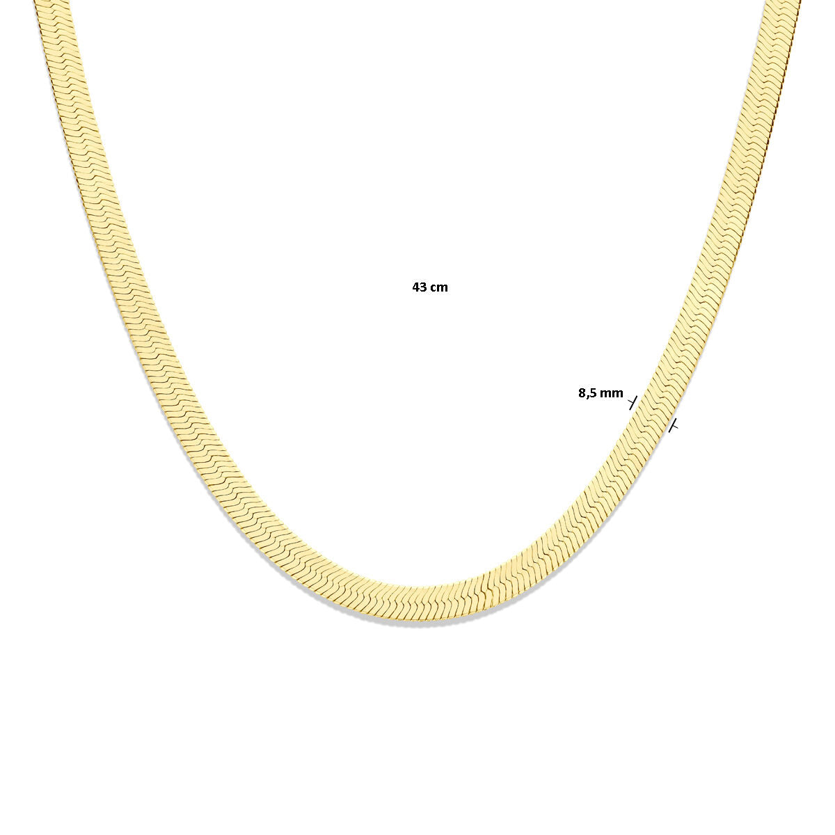 collier serpente piatto 8,5 mm 43 cm argento placcato 3 micron (giallo)