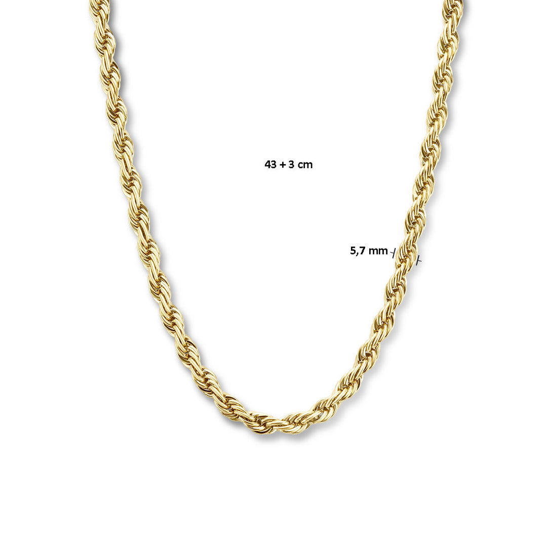 collier koord 5,7 mm 43 + 3 cm ion plating edelstaal