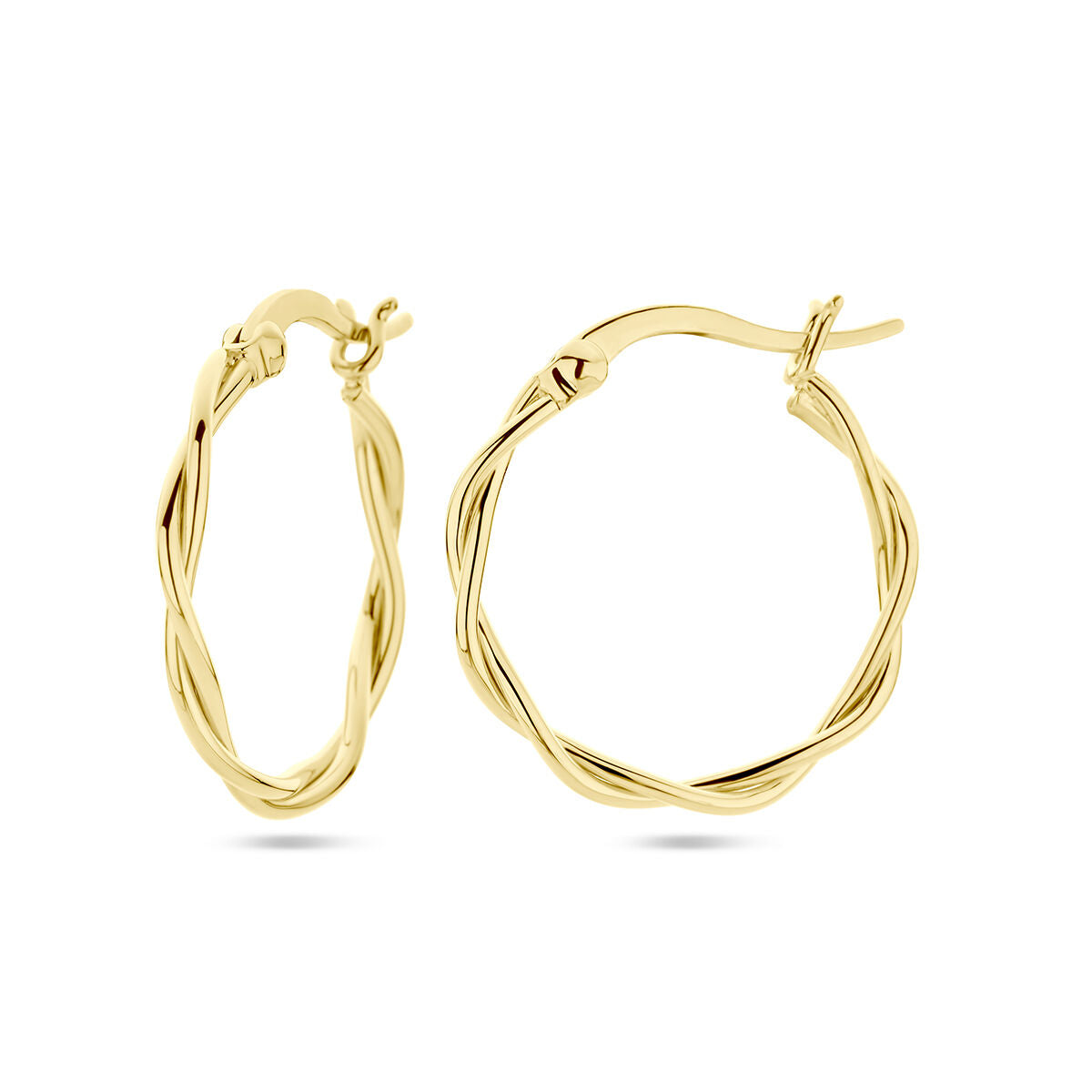 orecchini a cerchio tubo attorcigliato 2,0 mm 1 micron argento dorato (giallo)