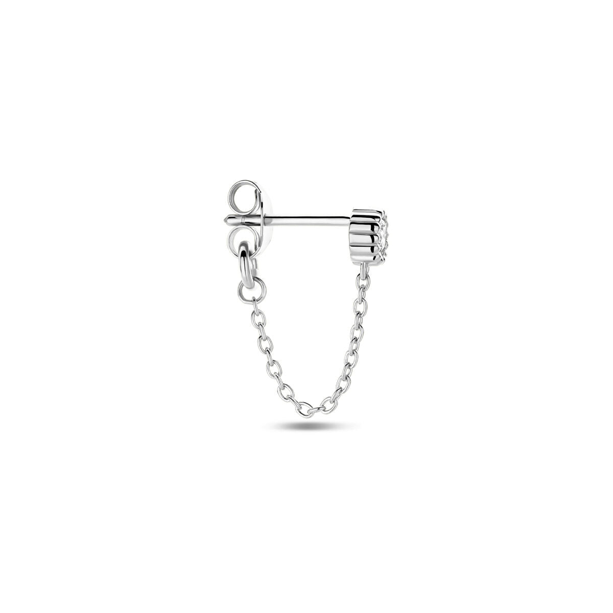 orecchino a bottone singolo zircone argento rodiato