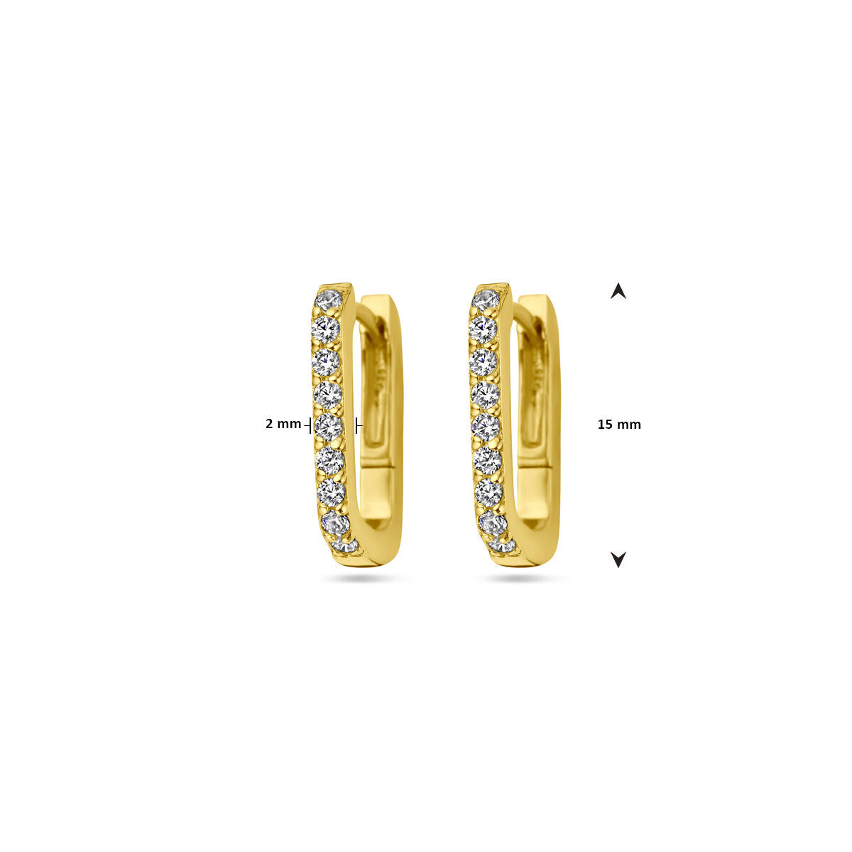 Orecchini a cerchio con zirconia, argento placcato oro giallo 1 micron
