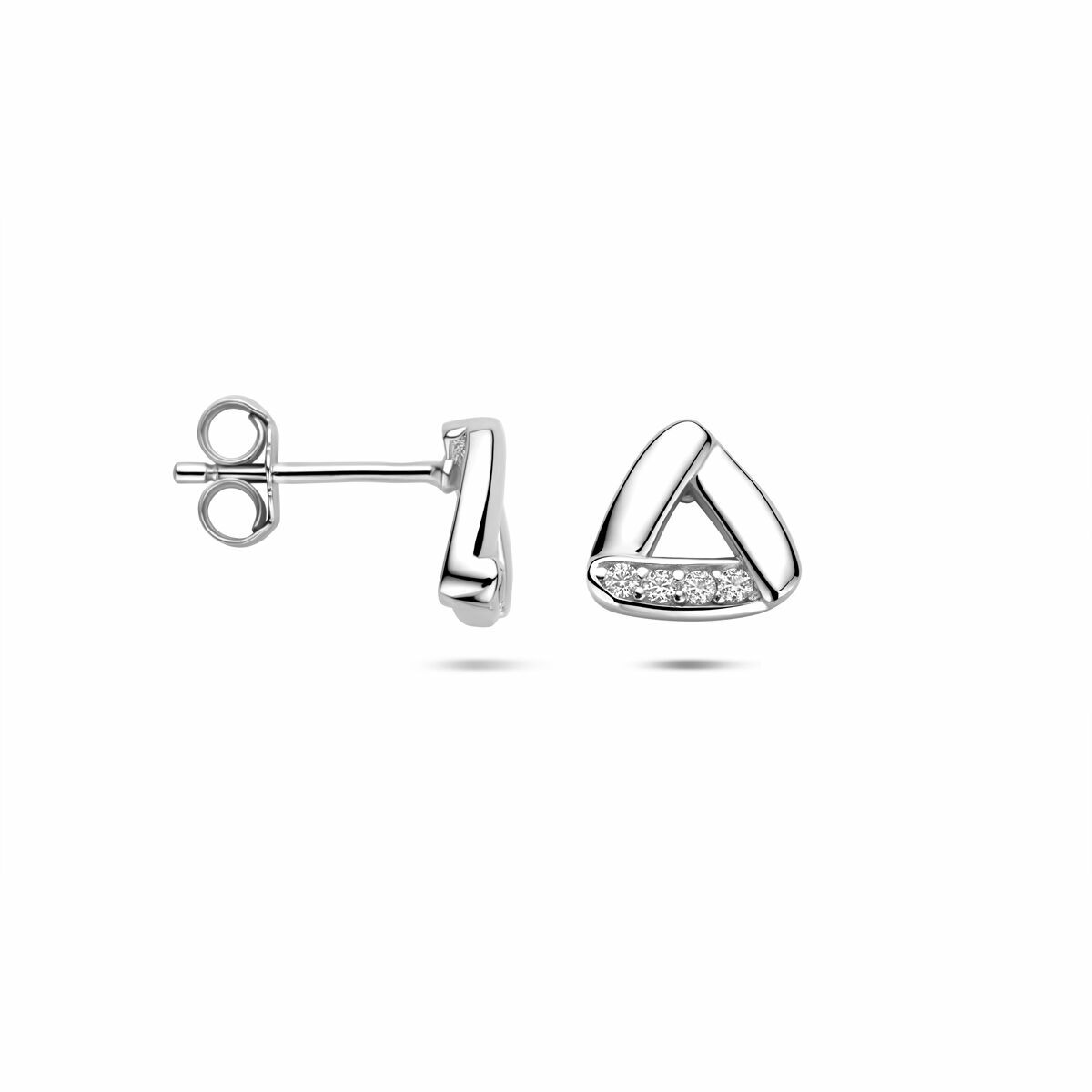 Orecchini a bottone in argento con zirconia – argento 925 placcato rodio