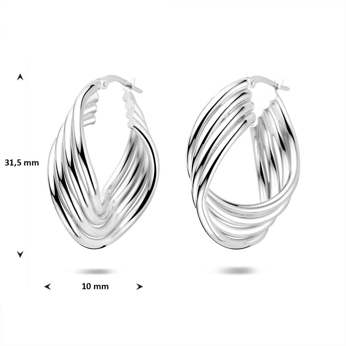 Orecchini a cerchio da donna in argento rodiato – 31,5 mm