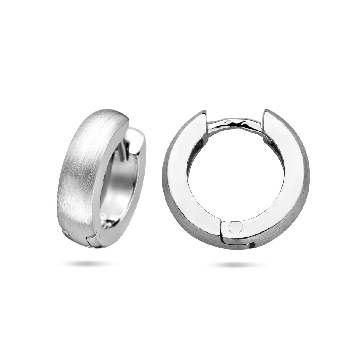 orecchini a cerchio piatti 4,0 mm lucido/opaco argento rodiato