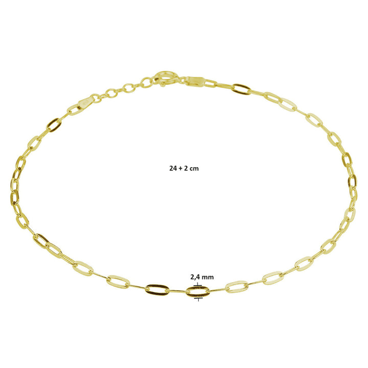 enkelbandje anker 2,4 mm 24 + 2 cm 3 micron zilver verguld (geel)