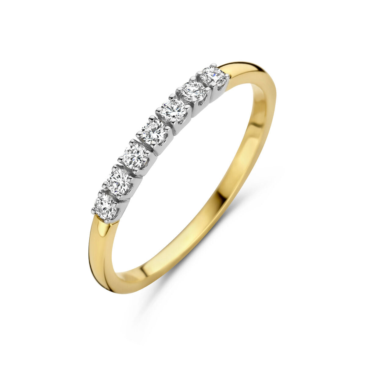 Anello in oro bicolore giallo e bianco con diamanti da 0,21 ct.