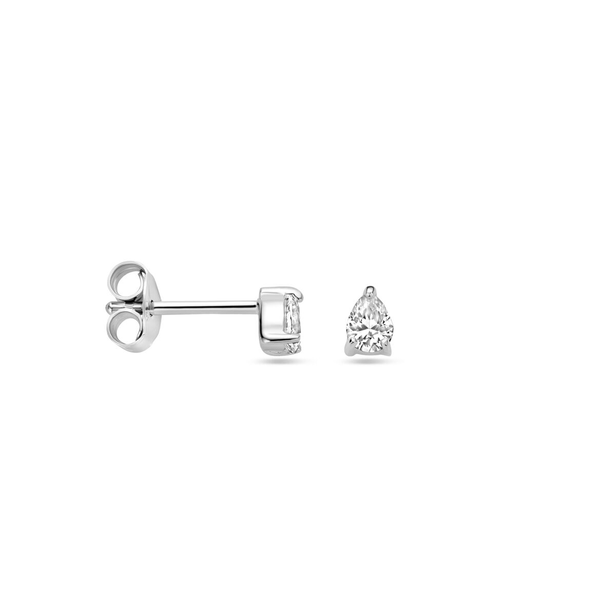 orecchini a bottone con zirconia 4,5 mm argento rodiato