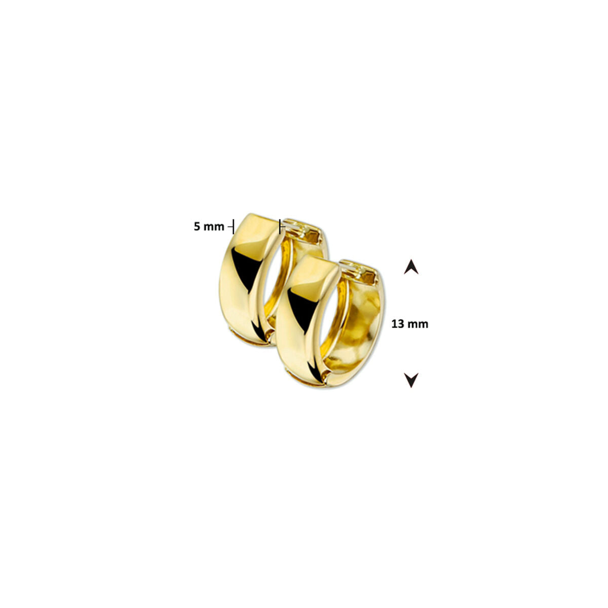 Orecchini a cerchio tubo piatto oro giallo 14K