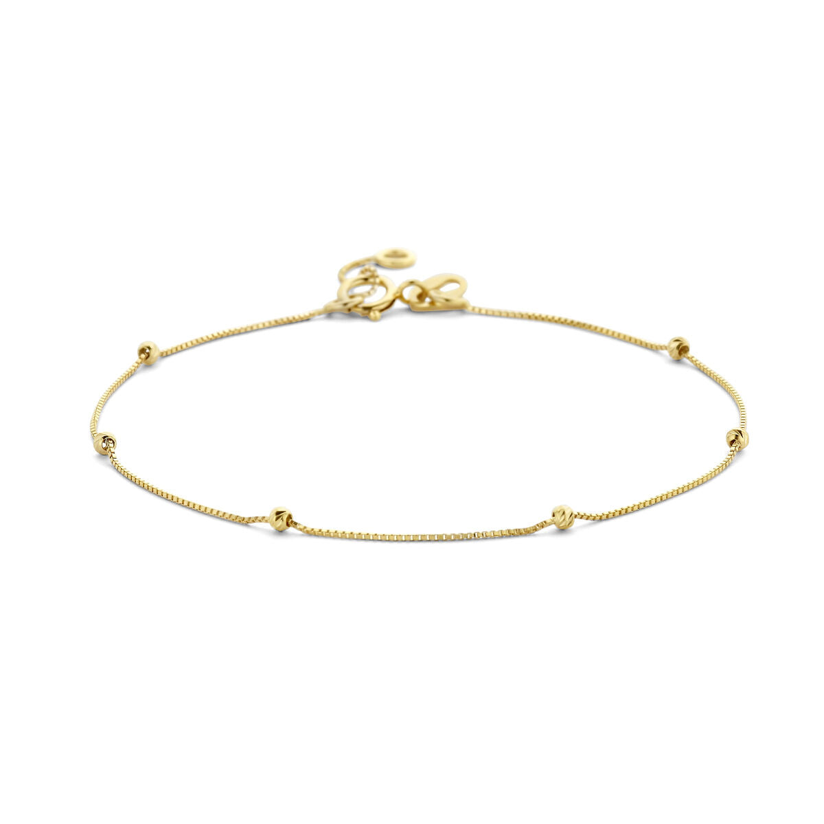 Bracciale in oro giallo 14K con pallini diamantati.