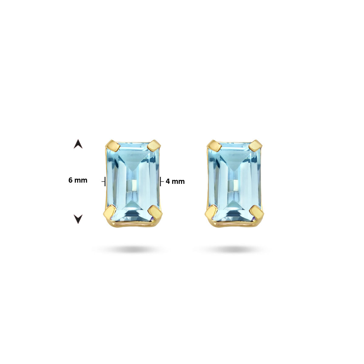orecchini a bottone topazio blu 14K oro giallo