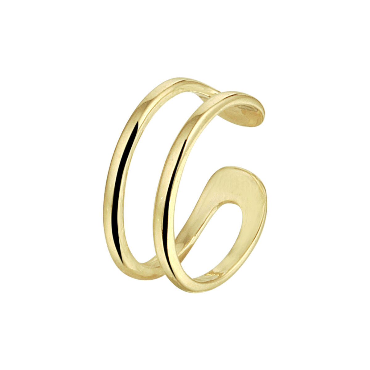 Orecchino a cuff in oro giallo 14K con design a doppio cerchio.
