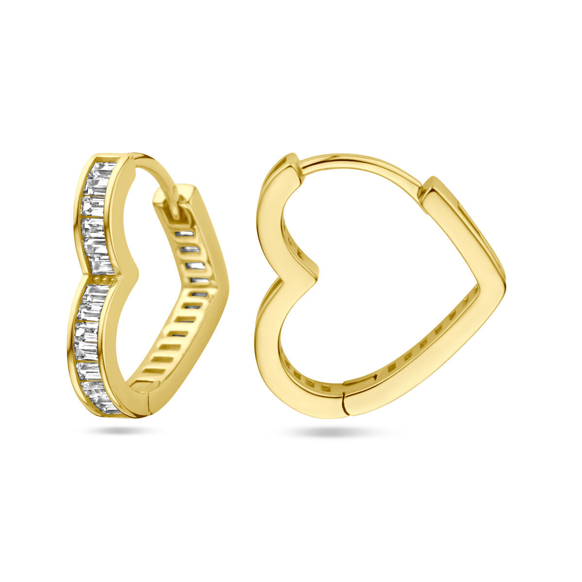 orecchini a cerchio cuore zirconia 1 micron argento dorato (giallo)