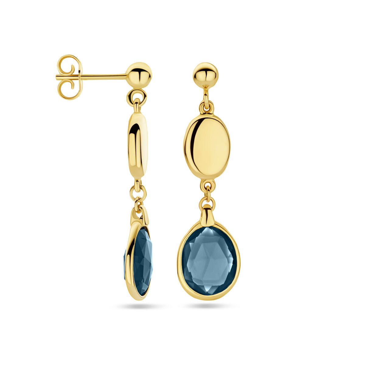 orecchini pendenti topazio london blue 36 mm 14K oro giallo