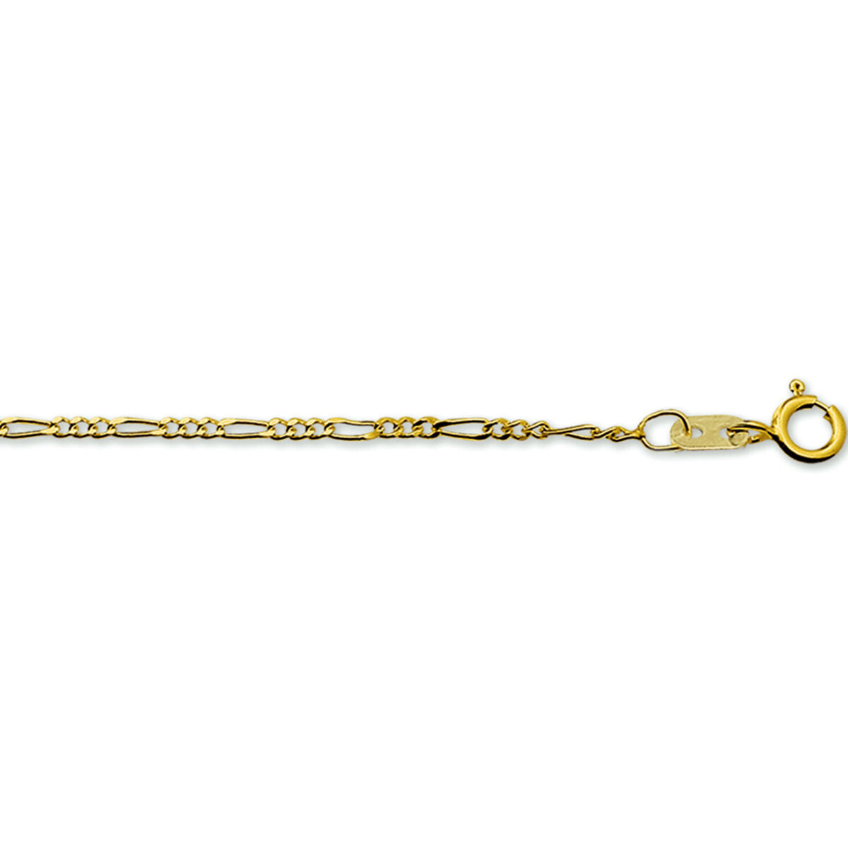 Bracciale figaro in oro giallo 14K, 1,6 mm di larghezza, lunghezza 18 cm.