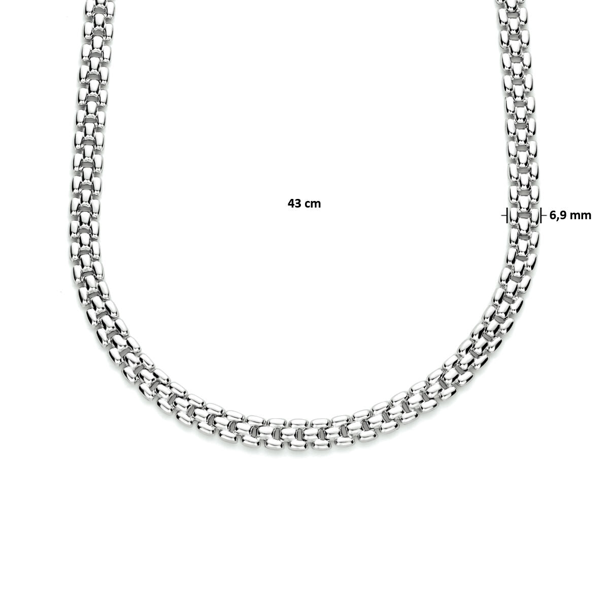 collana maglia pantera 6,9 mm 43 cm argento rodiato