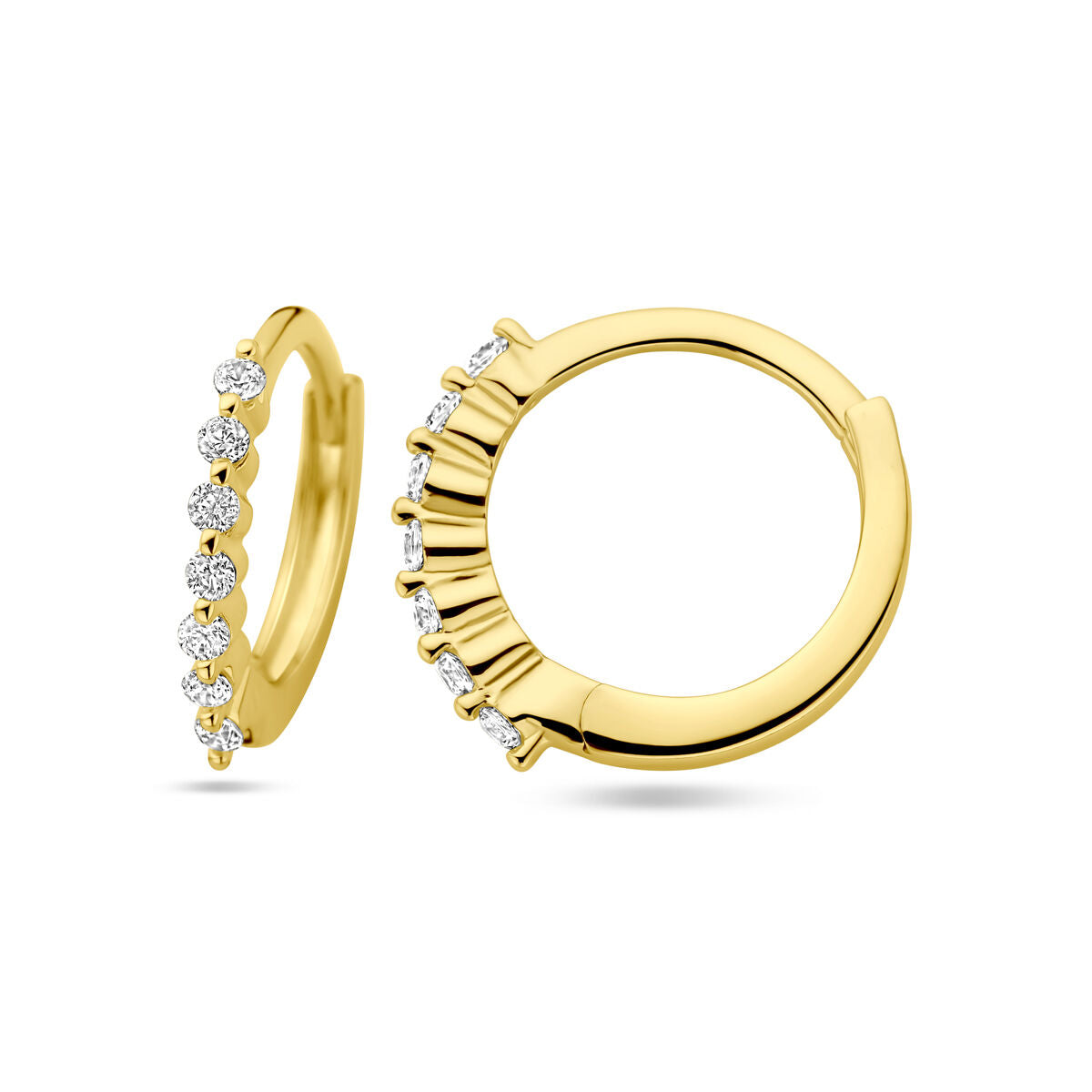 orecchini a cerchio con chiusura a scatto zircone 1 micron argento placcato oro (giallo)