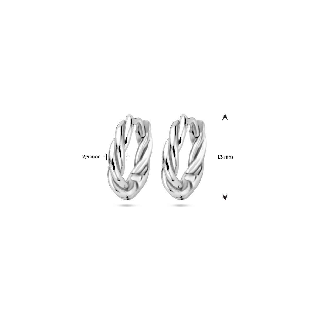 orecchini a cerchio a scatto tubo 2,5 mm argento rodiato