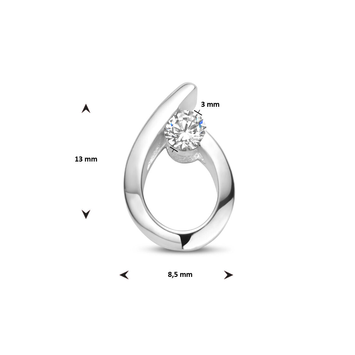 Ciondolo goccia zirconia argento rodiato