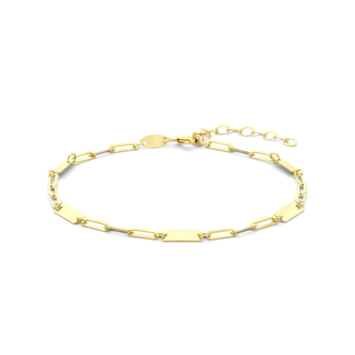 Bracciale in oro giallo con piastre, realizzato in oro 9 carati, con chiusura regolabile.